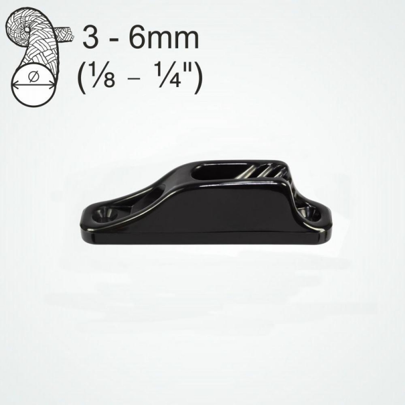 Pair of black plastic Clamcleats cl203 Junior for 3-6 mm cord VGC 