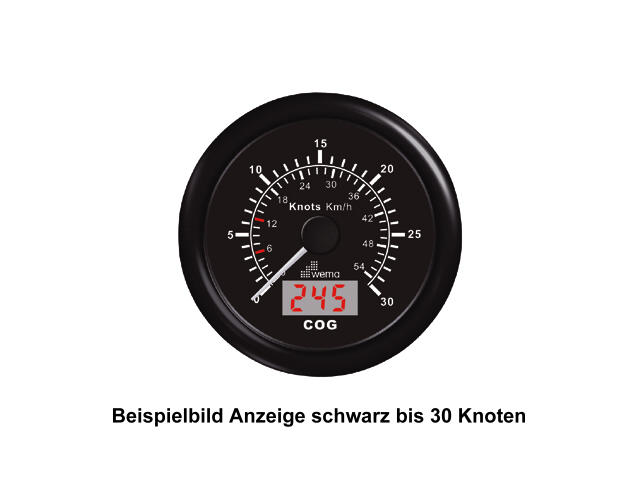 WEMA GPS Geschwindigkeitsmesser bis 15 Knoten bzw. 27 km/h, schwarz
