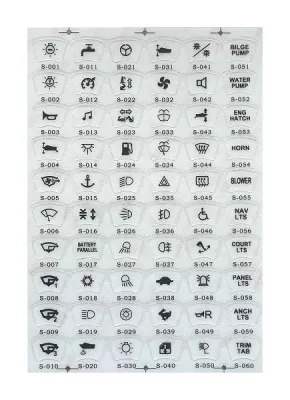 Etiketten-Bogen mit 60 Symbolen für Talamex-Schalter, Deluxe-Serie